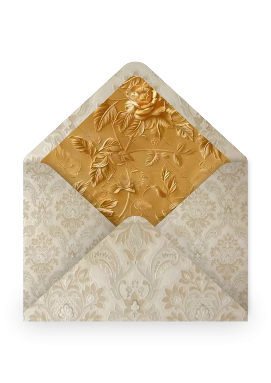 Elegant enveloppe mariage relief floral champagne 018