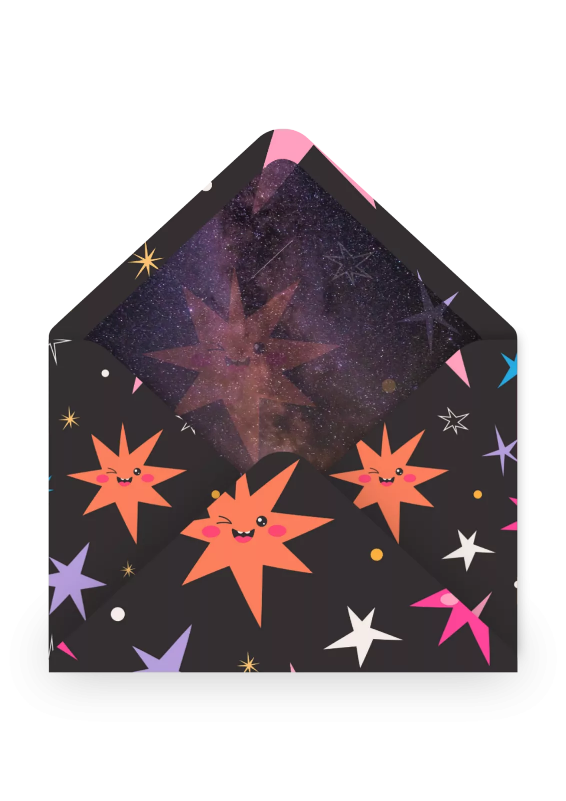 Stars enveloppe celeste nuit etoiles cartoon noir 012